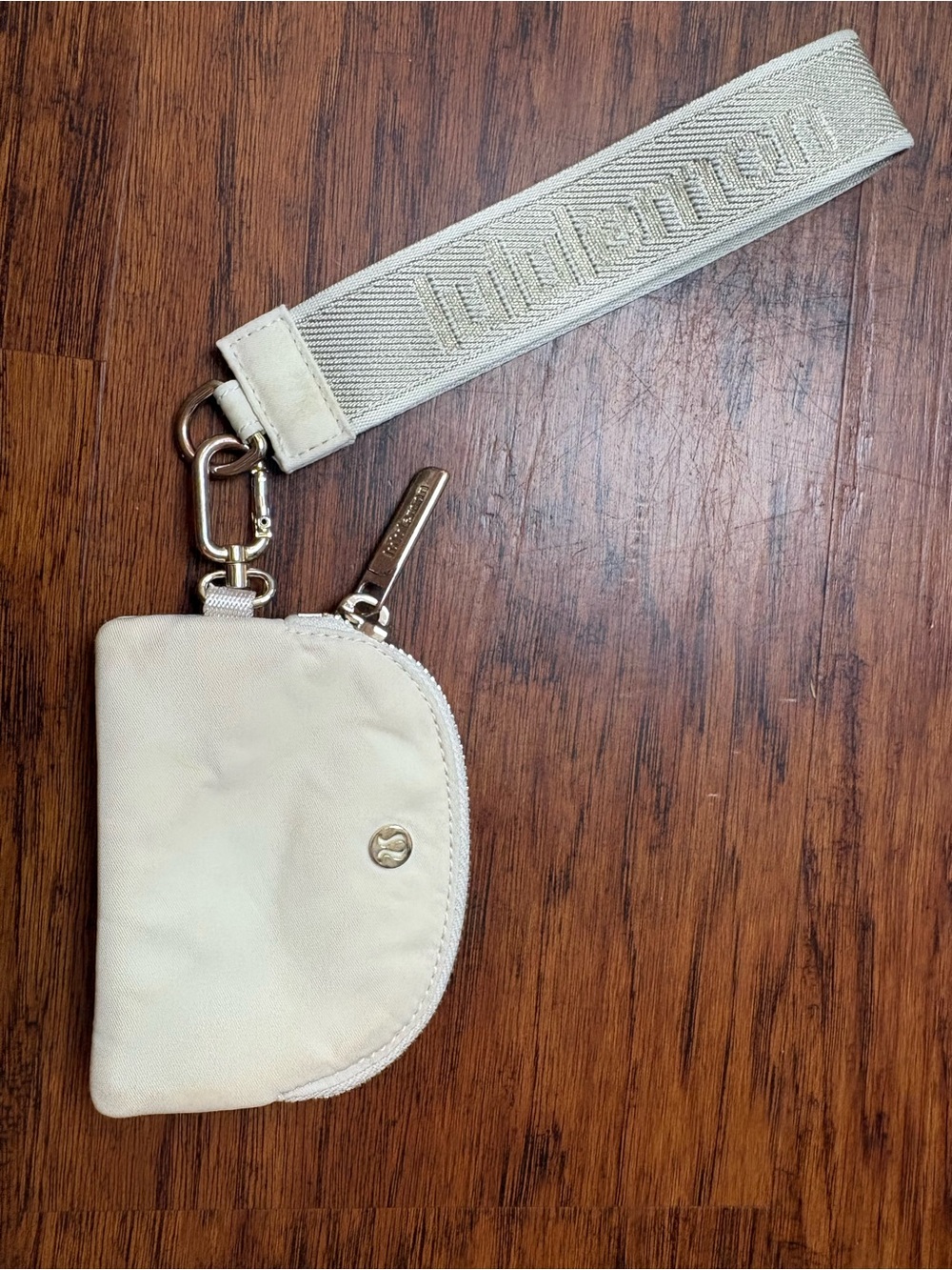 lululemon athletica Cream Wristlet Key Pouch with Strap